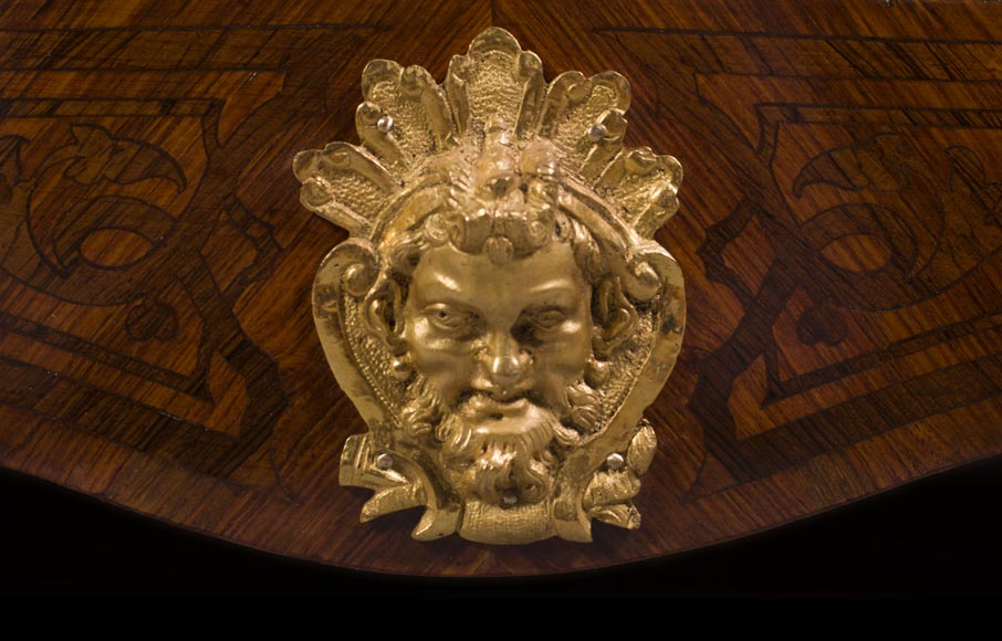 Julien-Nicolas RIVART (1802-1867) - Chiffonier Secretary desk  in wood and porcelain marquetry Decorated of blooming roses Julien-Nicolas RIVART (1802-1867) - Chiffonier Secretary desk  in wood and porcelain marquetry Decorated of blooming roses-3