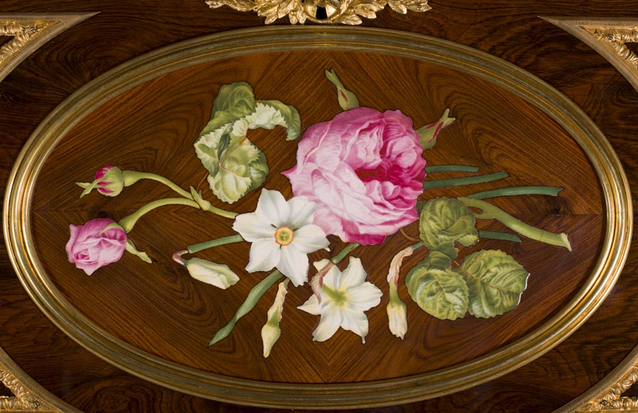 Julien-Nicolas RIVART (1802-1867) - Writing desk with gilt bronze espagnolettes and porcelain marquetry decoration Julien-Nicolas RIVART (1802-1867) - Writing desk with gilt bronze espagnolettes and porcelain marquetry decoration-3