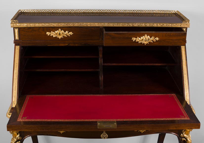 Julien-Nicolas RIVART (1802-1867) - Writing desk with gilt bronze espagnolettes and porcelain marquetry decoration Julien-Nicolas RIVART (1802-1867) - Writing desk with gilt bronze espagnolettes and porcelain marquetry decoration-4