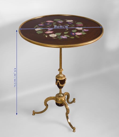 TAHAN Manufactory and Julien-Nicolas RIVART (1802-1867) - Graceful tip-up pedestal table decorated of morning glories in porcelain marquetry TAHAN Manufactory and Julien-Nicolas RIVART (1802-1867) - Graceful tip-up pedestal table decorated of morning glories in porcelain marquetry-7