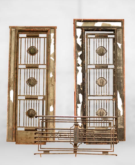 POILLERAT Gilbert - Art Deco pair of doors and window railing, wrought iron and bronze, 1936 POILLERAT Gilbert - Art Deco pair of doors and window railing, wrought iron and bronze, 1936-0