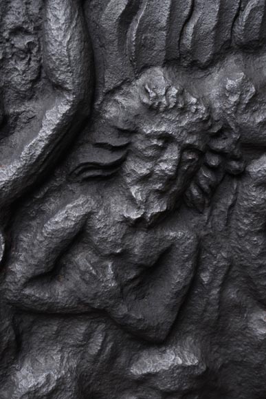 Cast iron fireback with the Damned burning in Hell  Cast iron fireback with the Damned burning in Hell -3