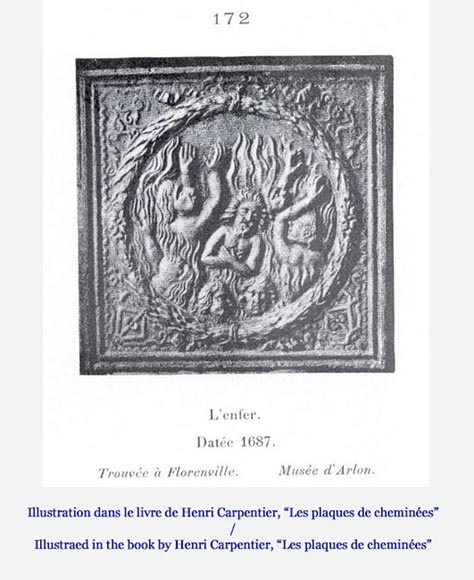 Cast iron fireback with the Damned burning in Hell  Cast iron fireback with the Damned burning in Hell -8