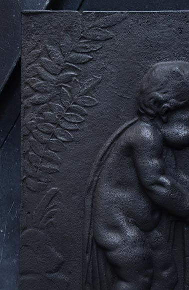 Putti Forging Cupid's Arrows, antique cast iron fireback Putti Forging Cupid's Arrows, antique cast iron fireback-4