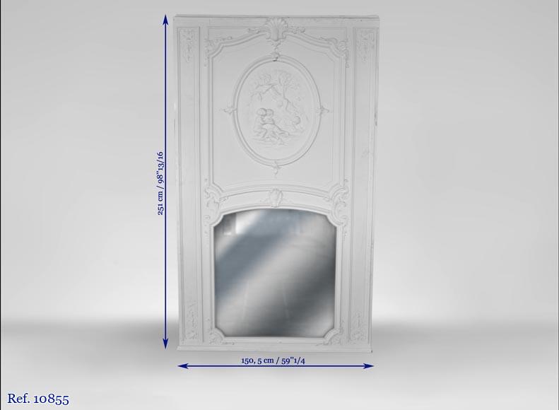 Large antique Regence style overmantel pierglass with putti playing in the vineyards Large antique Regence style overmantel pierglass with putti playing in the vineyards-9