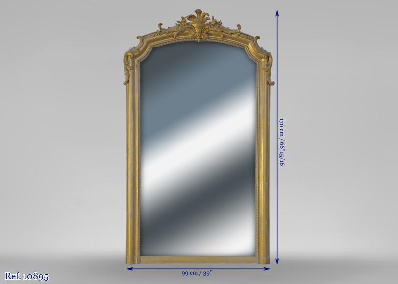 Antique small Louis XV style overmantel pierglass with pearls Antique small Louis XV style overmantel pierglass with pearls-5