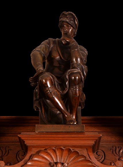 Large Neo-Renaissance style walnut cabinet -  Painted enamels signed by Theophile Soyer (1853-1940) Large Neo-Renaissance style walnut cabinet -  Painted enamels signed by Theophile Soyer (1853-1940)-11