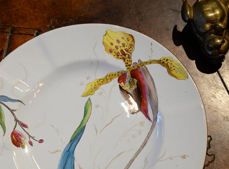 SAINT-CLEMENT manufactory - Plate set with orchids SAINT-CLEMENT manufactory - Plate set with orchids-3
