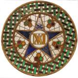Stained glass rose window with star