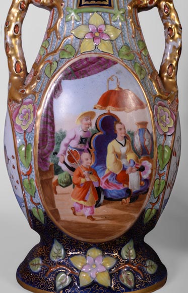 BAYEUX MANUFACTURE - Four vases with polychrome and gold decoration with Chinese BAYEUX MANUFACTURE - Four vases with polychrome and gold decoration with Chinese-5