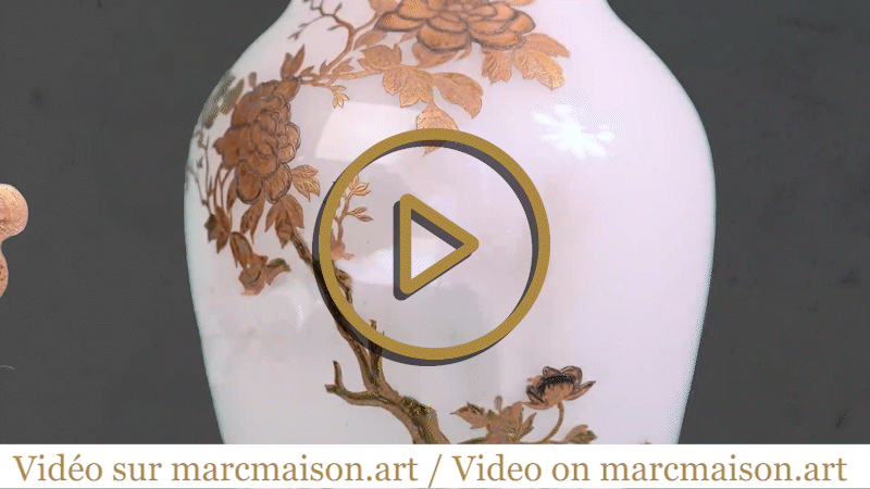 BACCARAT, Pair of Vases With Peacock, Rooster and Wader, circa 1880 BACCARAT, Pair of Vases With Peacock, Rooster and Wader, circa 1880-0