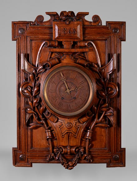 GUERET Frères - Set including an oak clock and barometer GUERET Frères - Set including an oak clock and barometer-1