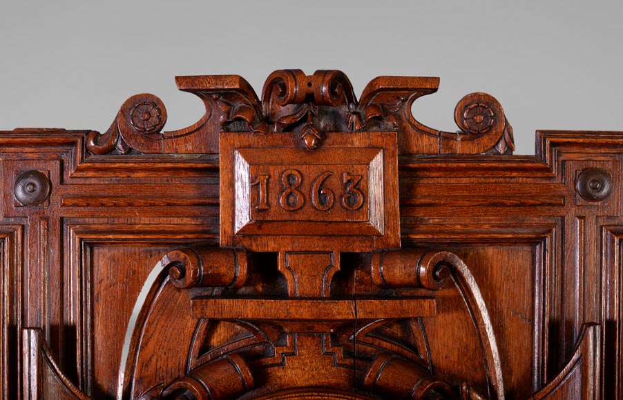 GUERET Frères - Set including an oak clock and barometer GUERET Frères - Set including an oak clock and barometer-2