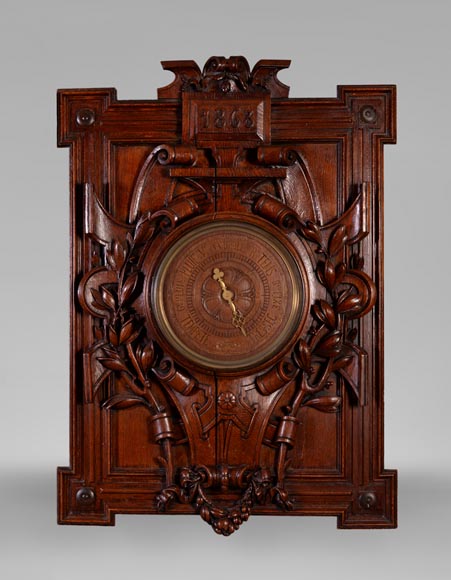 GUERET Frères - Set including an oak clock and barometer GUERET Frères - Set including an oak clock and barometer-6