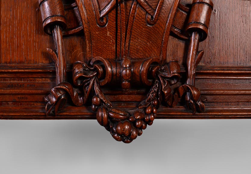 GUERET Frères - Set including an oak clock and barometer GUERET Frères - Set including an oak clock and barometer-9