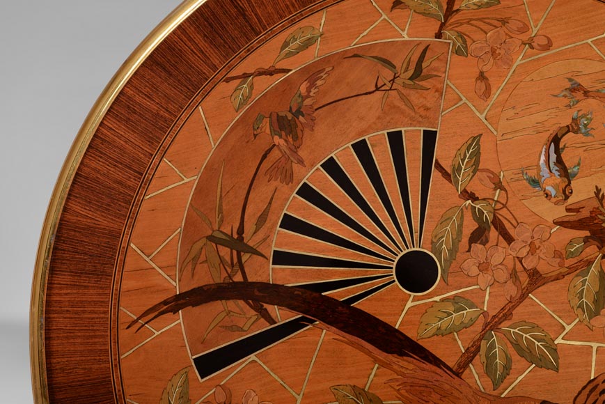 Pierre-Ferdinand DUVINAGE (1823-1876) - Pedestal table with Japanese decoration of   Pierre-Ferdinand DUVINAGE (1823-1876) - Pedestal table with Japanese decoration of