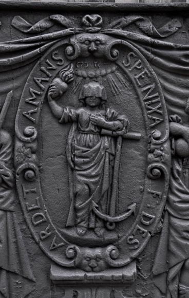 Antique fireback with jansenist decoration, 18th century Antique fireback with jansenist decoration, 18th century-1