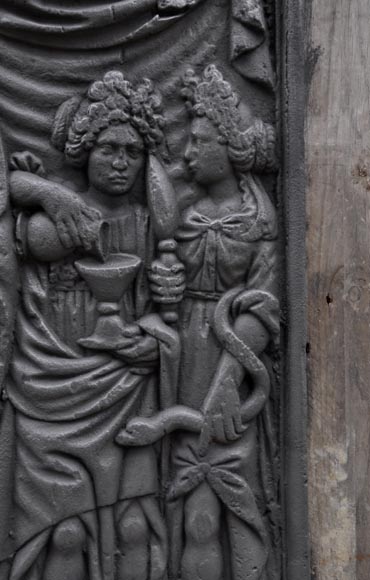 Antique fireback with jansenist decoration, 18th century Antique fireback with jansenist decoration, 18th century-4