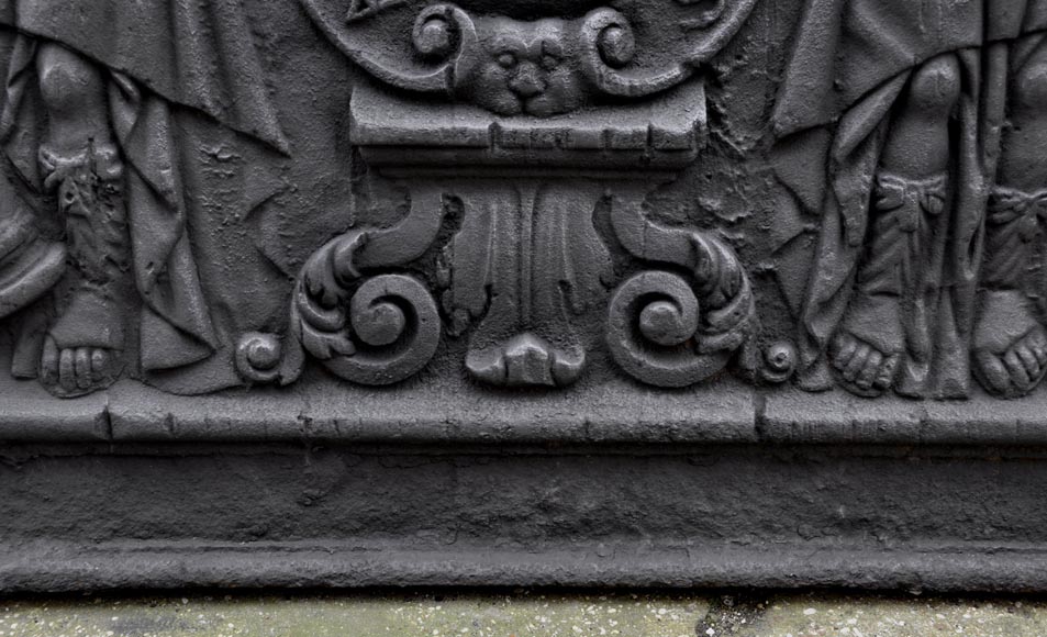 Antique fireback with jansenist decoration, 18th century Antique fireback with jansenist decoration, 18th century-6