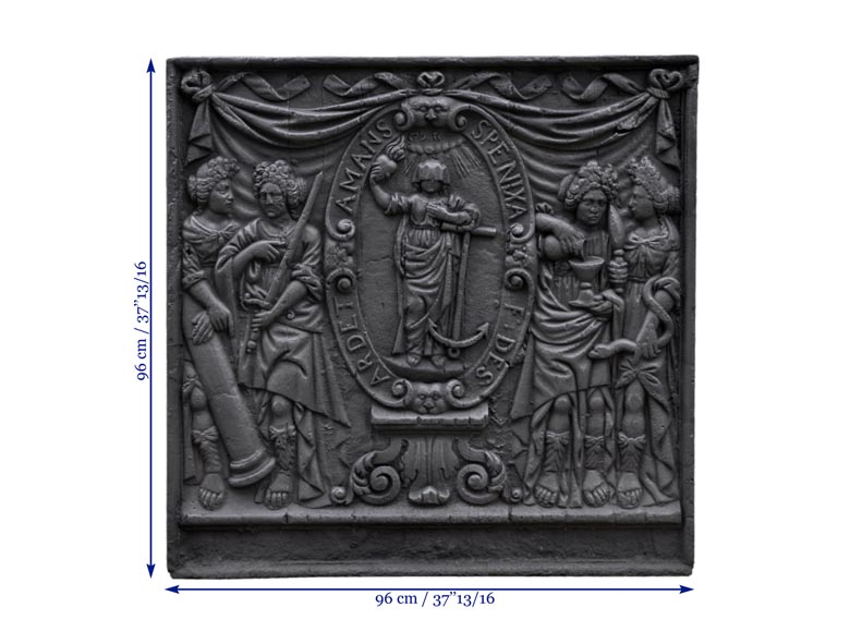 Antique fireback with jansenist decoration, 18th century Antique fireback with jansenist decoration, 18th century-8