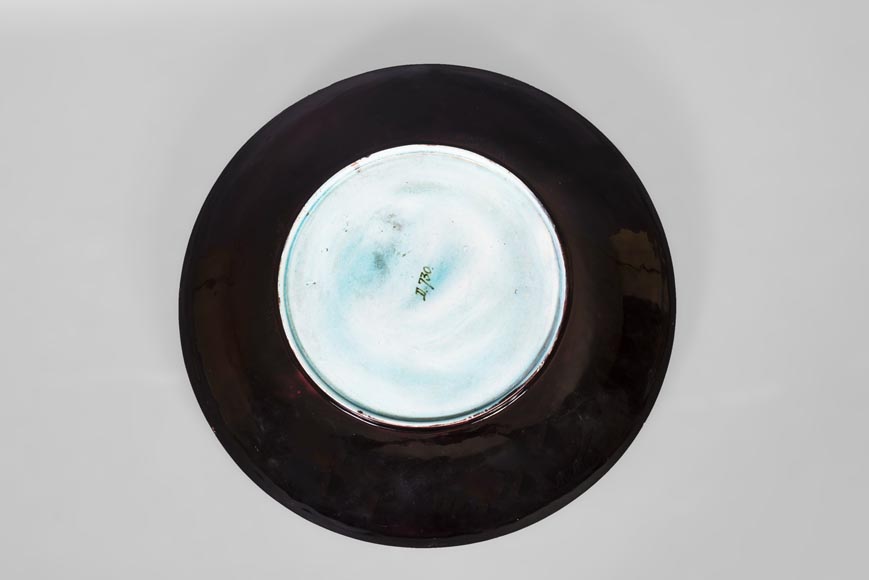 MANUFACTURE JULES VIEILLARD & CIE - Glazed ceramic dish with a parrot partitioned decoration MANUFACTURE JULES VIEILLARD & CIE - Glazed ceramic dish with a parrot partitioned decoration-3