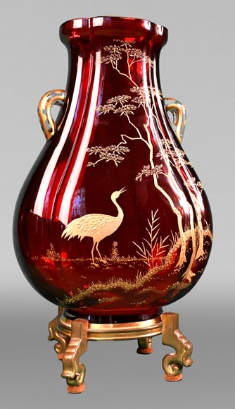 BACCARAT, Garniture with Japanese landscape, circa 1880 BACCARAT, Garniture with Japanese landscape, circa 1880-3