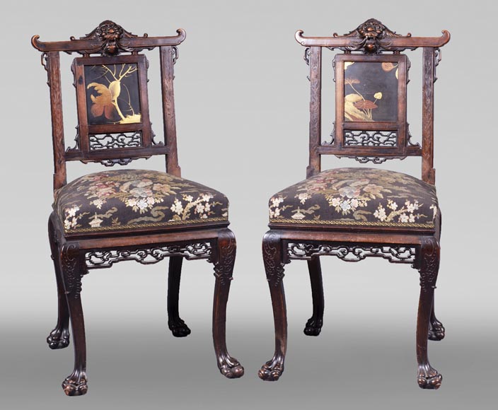 Pair of chairs inspired by the Far East-0