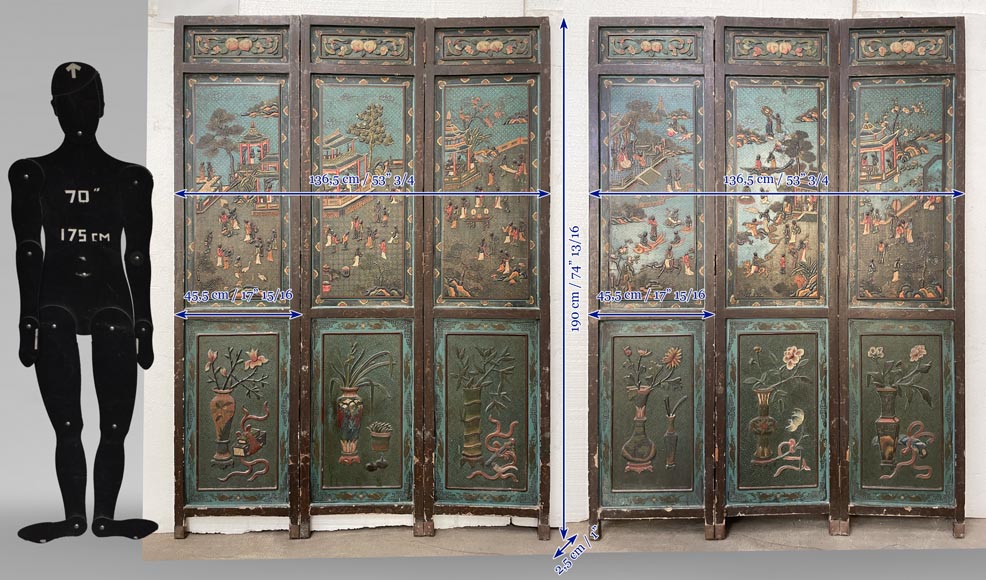 Pair of Chinese screens Pair of Chinese screens-22