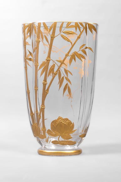 BACCARAT, Pair of Vases with Bamboo Decor, circa 1880 BACCARAT, Pair of Vases with Bamboo Decor, circa 1880-1