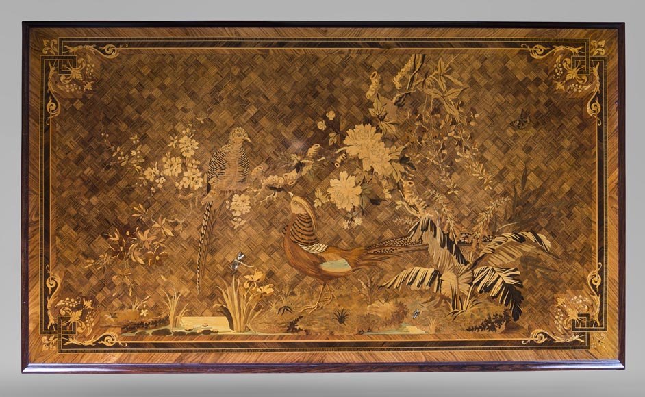 E.Martin (old Maison Rivart), Marquetry desk with lake landscape decoration, International Exhibition of 1889 E.Martin (old Maison Rivart), Marquetry desk with lake landscape decoration, International Exhibition of 1889-2