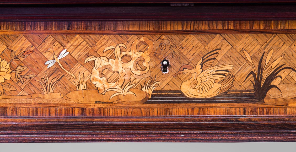 E.Martin (old Maison Rivart), Marquetry desk with lake landscape decoration, International Exhibition of 1889 E.Martin (old Maison Rivart), Marquetry desk with lake landscape decoration, International Exhibition of 1889-7