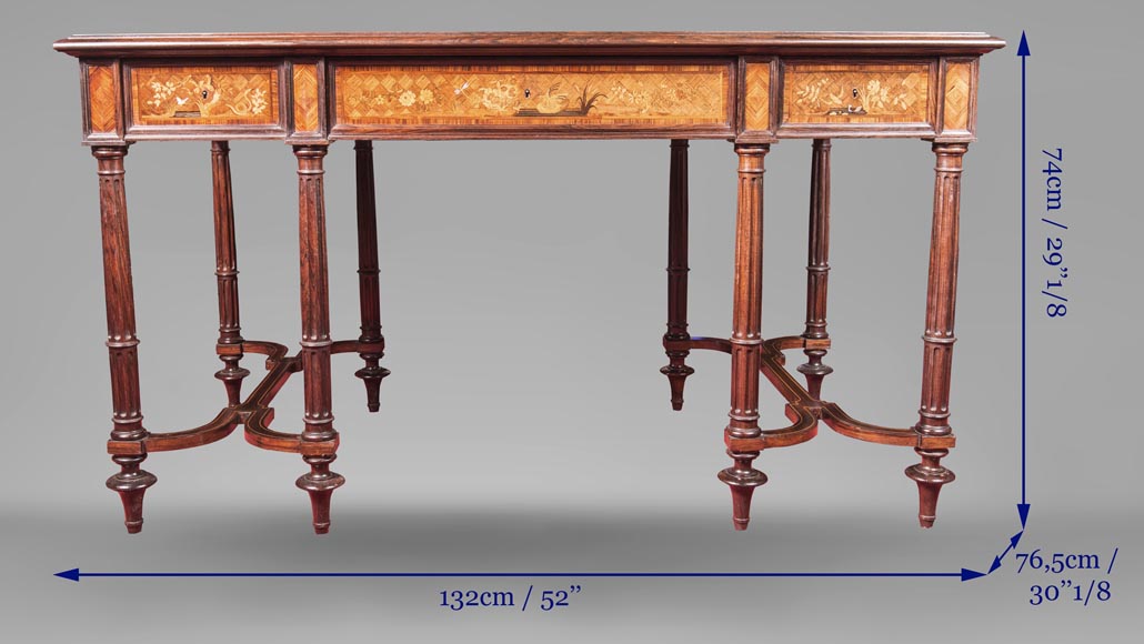 E.Martin (old Maison Rivart), Marquetry desk with lake landscape decoration, International Exhibition of 1889 E.Martin (old Maison Rivart), Marquetry desk with lake landscape decoration, International Exhibition of 1889-11