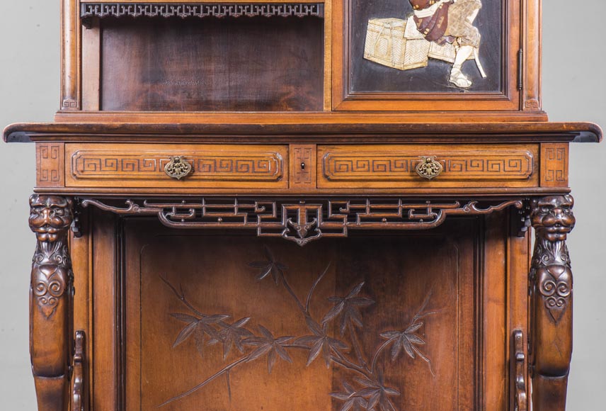 Japanese style presentation cabinet with ivory and lacquer decoration Japanese style presentation cabinet with ivory and lacquer decoration-6