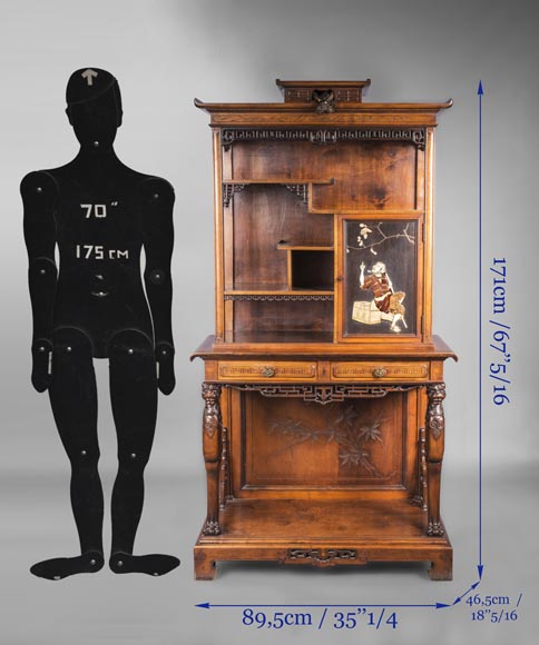 Japanese style presentation cabinet with ivory and lacquer decoration Japanese style presentation cabinet with ivory and lacquer decoration-14