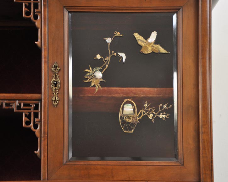 Japanese style display cabinet with birds Japanese style display cabinet with birds-2
