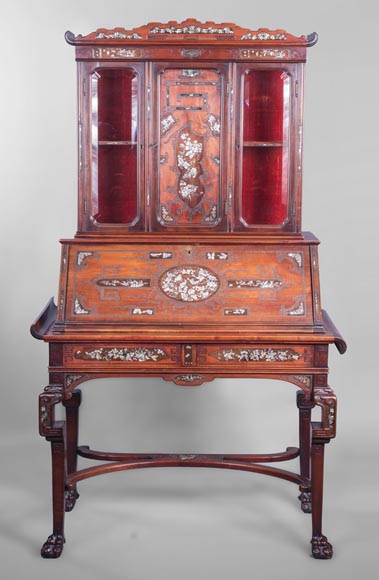 Japanese style secretary with mother-of-pearl butterfly decoration Japanese style secretary with mother-of-pearl butterfly decoration-0