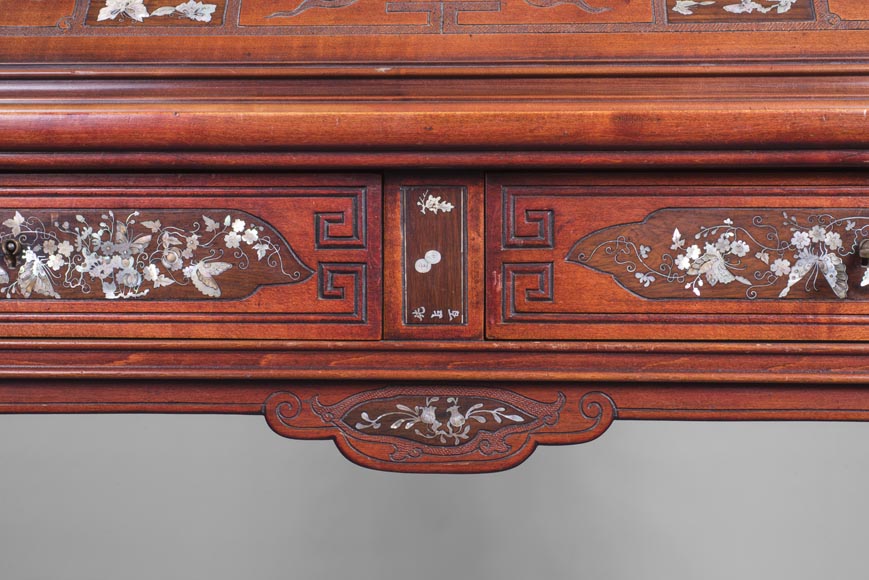 Japanese style secretary with mother-of-pearl butterfly decoration Japanese style secretary with mother-of-pearl butterfly decoration-5