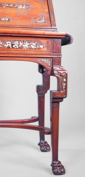 Japanese style secretary with mother-of-pearl butterfly decoration Japanese style secretary with mother-of-pearl butterfly decoration-6