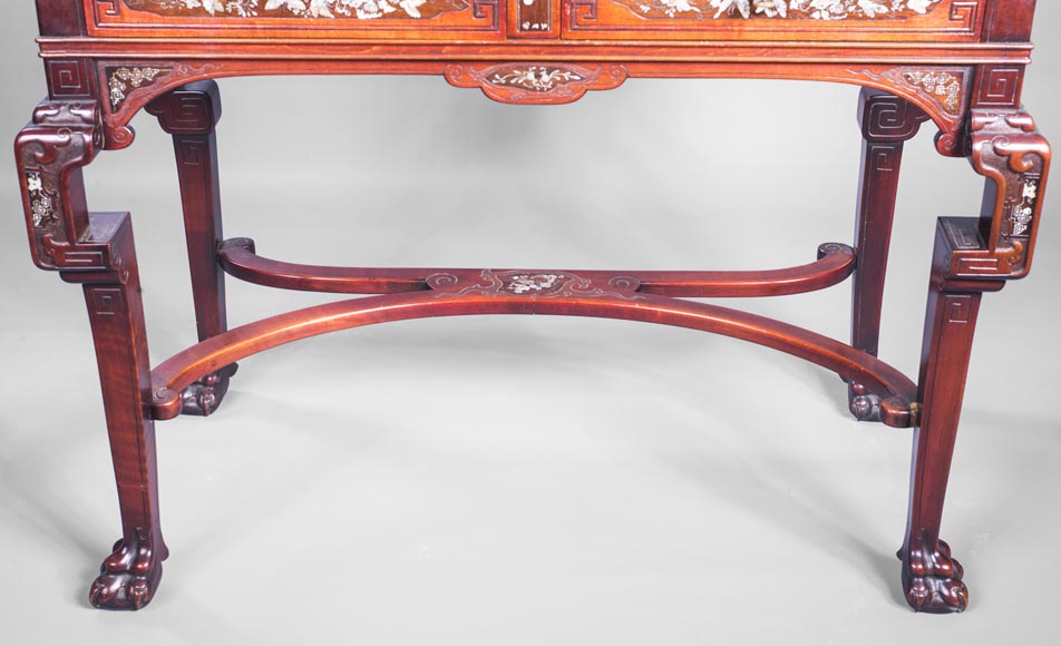 Japanese style secretary with mother-of-pearl butterfly decoration Japanese style secretary with mother-of-pearl butterfly decoration-8