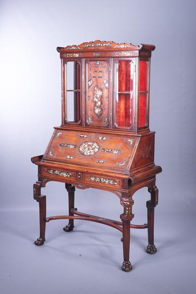 Japanese style secretary with mother-of-pearl butterfly decoration Japanese style secretary with mother-of-pearl butterfly decoration-10