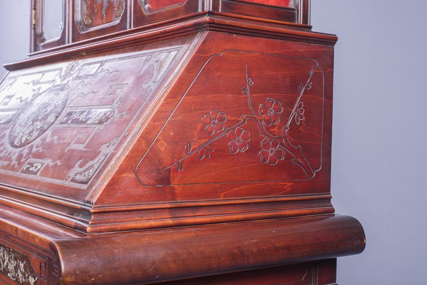 Japanese style secretary with mother-of-pearl butterfly decoration Japanese style secretary with mother-of-pearl butterfly decoration-13