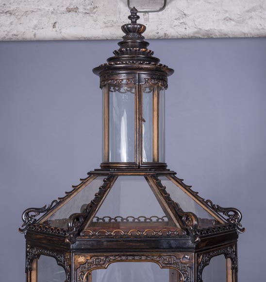 Display cabinet of Far Eastern inspiration, hexagonal form Display cabinet of Far Eastern inspiration, hexagonal form-4