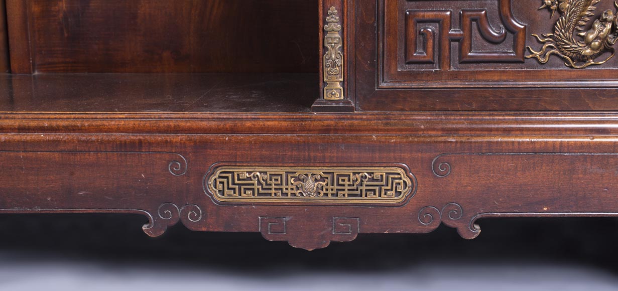 Gabriel VIARDOT (1830-1906) - Large Japanese cabinet with Foo dog Gabriel VIARDOT (1830-1906) - Large Japanese cabinet with Foo dog-5