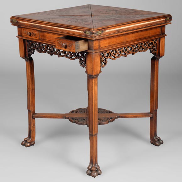 Japanese style game table with an engraved decoration Japanese style game table with an engraved decoration-0