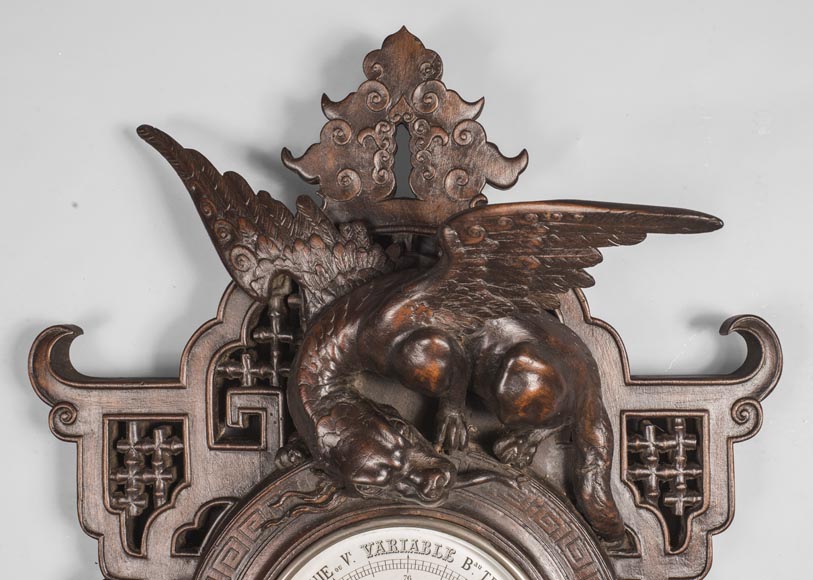 Japanese-style barometer with dragon and Foo dog decoration Japanese-style barometer with dragon and Foo dog decoration-2