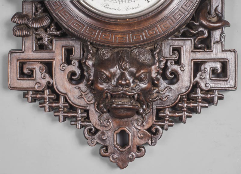 Japanese-style barometer with dragon and Foo dog decoration Japanese-style barometer with dragon and Foo dog decoration-3