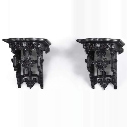 Eugène-Frédéric PIAT (1827-1903) - Pair of Japanese wall brackets, a similar model of which belonged to Sarah Bernhardt