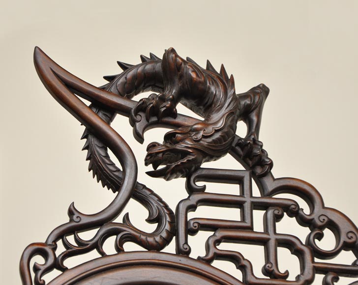 Maison des Bambous Alfred PERRET et Ernest VIBERT (attributed to) - Japanese style embroidered silk screen Maison des Bambous Alfred PERRET et Ernest VIBERT (attributed to) - Japanese style embroidered silk screen-2