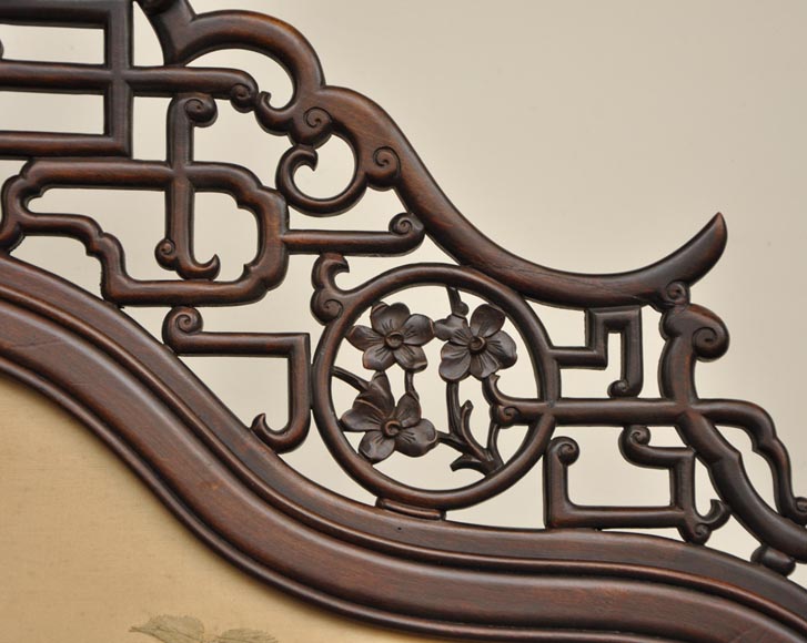 Maison des Bambous Alfred PERRET et Ernest VIBERT (attributed to) - Japanese style embroidered silk screen Maison des Bambous Alfred PERRET et Ernest VIBERT (attributed to) - Japanese style embroidered silk screen-3