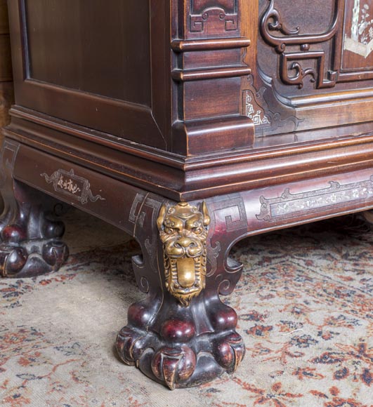 Important display cabinet with dragon and mother-of-pearl decoration Important display cabinet with dragon and mother-of-pearl decoration-3